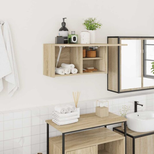 vidaXL Veggskap til baderom sonoma eik 60x25x30 cm konstruert tre vidaXL Veggskap til baderom sonoma eik 60x25x30 cm konstruert tre