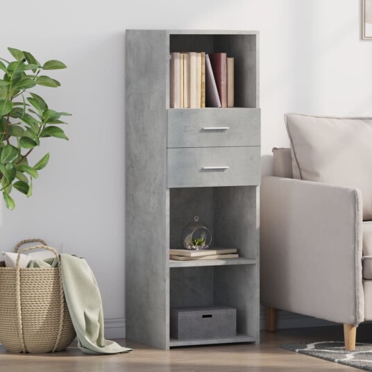 Hylle betonggrå 40x42,5x124 cm konstruert tre