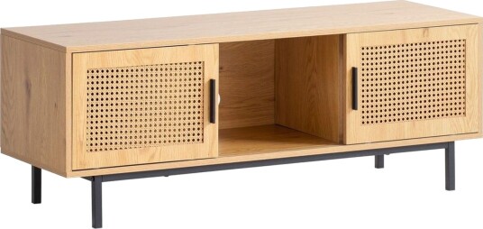 Lavbord Wohnling sponplate foliert med 2 skyvedører, wienerflette, moderne stil Eik - Eik