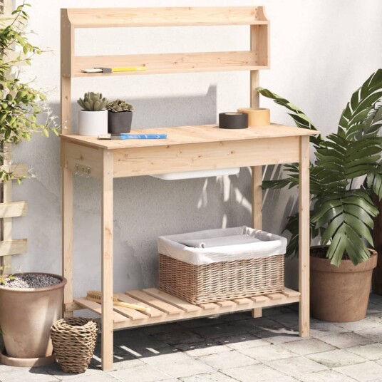 Pottebord med vask 147,5x44x139,5 cm heltre gran Pottebord med vask 147,5x44x139,5 cm heltre gran