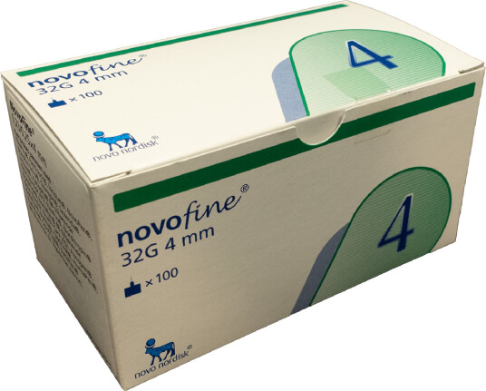 NovoFine nåler 32G 4 mm 100 stk