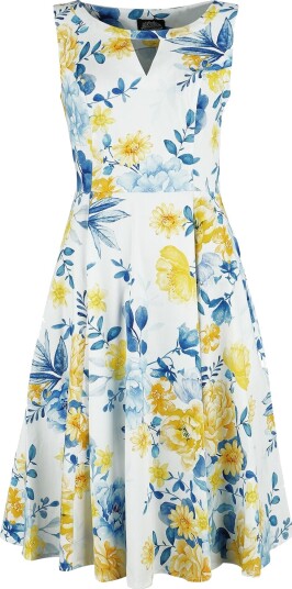 H&R London Rockabilly Middellang kjole Hope Floral Swing Dress M til 4XL Damer flerfarget