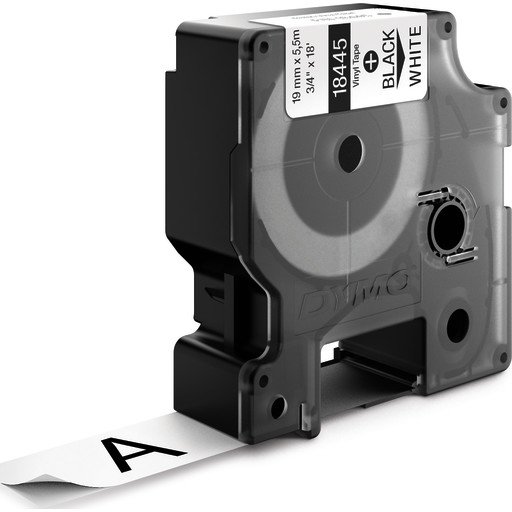 Dymo Rhino 19mm Vinyl sort på hvit - 1861640