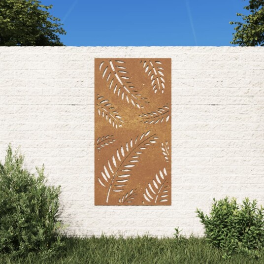 Veggdekorasjon til hage 105x55 cm cortenstål bladdesign