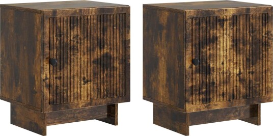  Nattbordskap 2 pcs Røkt Eik 43 x 34,5 x 50 cm Konstruert tre
