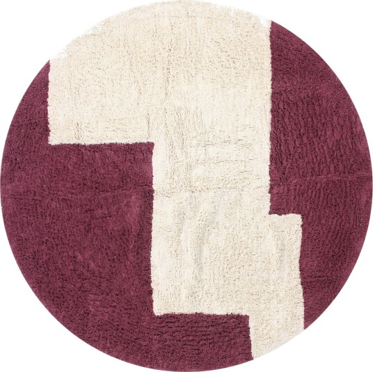 Runde tepper Ricco Natural Cotton Shaggy offwhite/burgunder Størrelse: Ø 200 cm