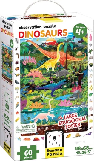 Banana Panda Observasjonspuslespill 60 Brikker Dinosaurer