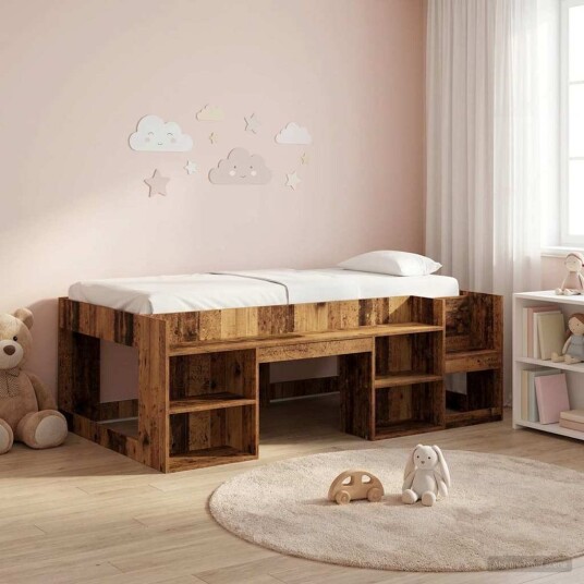 Barneseng med oppbevaring Gammelt tre 90 x 200 cm Barneseng med oppbevaring Gammelt tre 90 x 200 cm