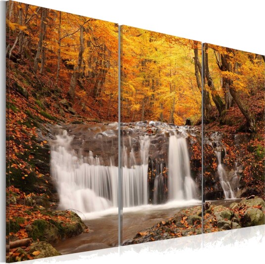 Bilde A Waterfall In The Middle Of Fall Trees 120x80 Artgeist sp. z o. o.
