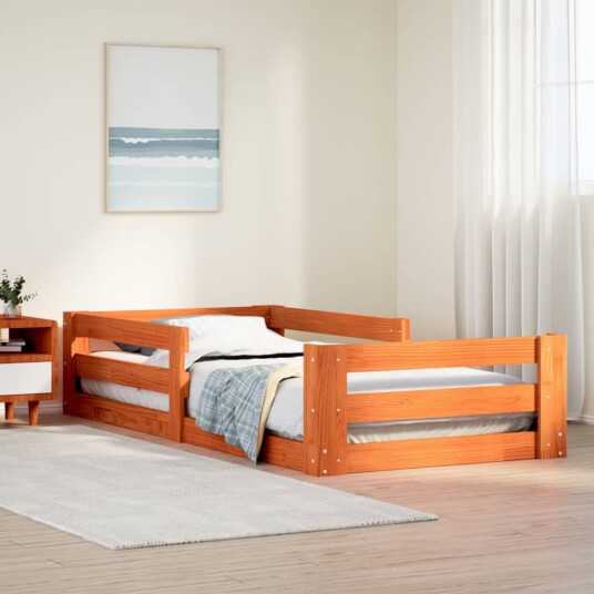 Sengeramme uten madrass voksbrun 80x160 cm heltre furu 8721158397058