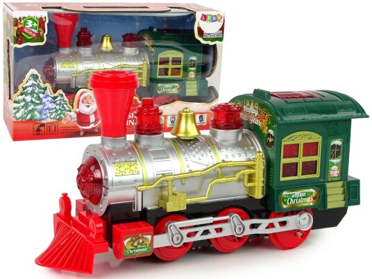 Lean Toys Christmas Locomotive Lights Sound Green Battery Operated