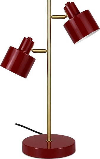 Dyberg Larsen Ocean Bordlampe 2 Skærme Mørkerød DARK RED/ BRASS H:42 cm