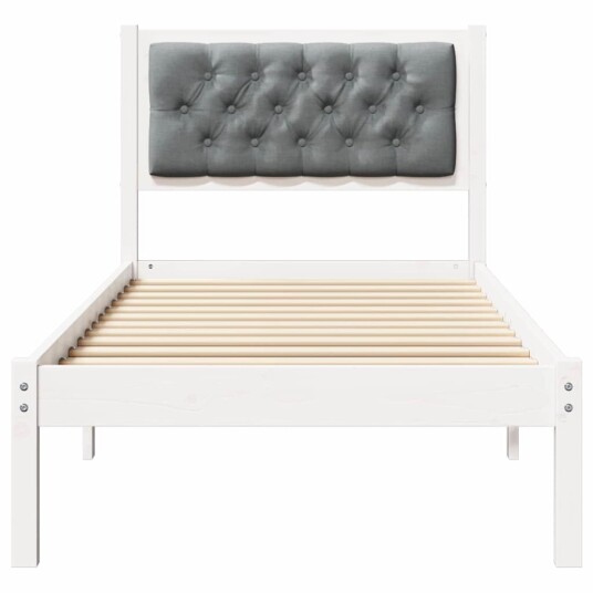 Sengestamme med hodegjerde Lysegrå 75 x 190 cm Massiv furu Sengestamme med hodegjerde Lysegrå 75 x 190 cm Massiv furu