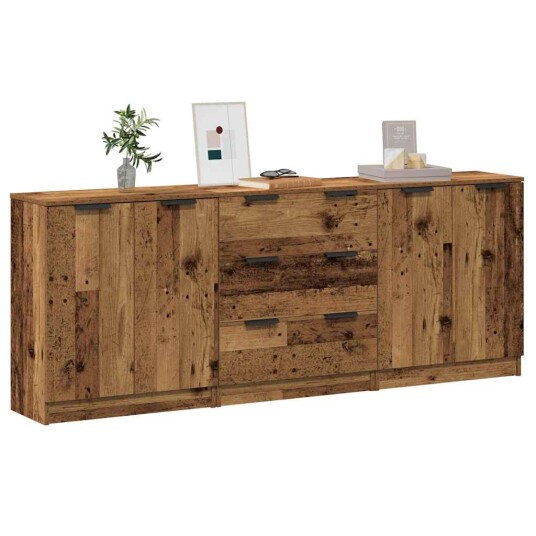 Skjenker 3 stk gammelt tre 60x30x70 cm konstruert tre 8721158761194