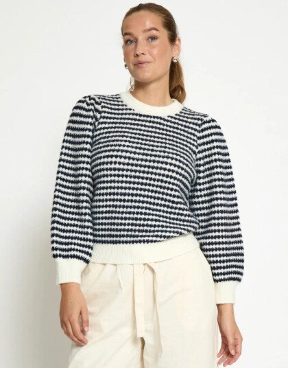 Peppercorn Pccamilla 3/4 Sleeve Striped Knit P Black S Peppercorn Pccamilla 3/4 Sleeve Striped Knit P Black S
