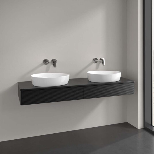 Villeroy & Boch Antao Servantskap med 2 skuffer 160x50x19 cm u/lys Sort Matt Villeroy & Boch Antao Servantskap med 2 skuffer 160x50x19 cm u/lys Sort Matt
