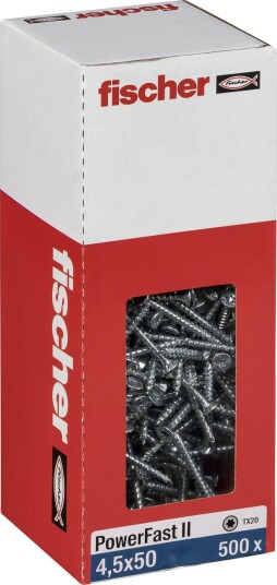 Fischer Treskrue PowerFast II Galvanisert TX (4,5 × 50 mm) 500 Stk.
