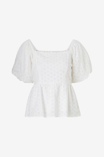 Selected Femme Bluse slfAnelli 3/4 On Off Shoulder Top Hvit