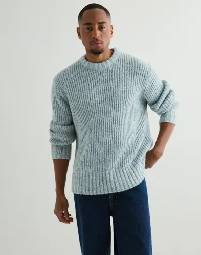 Selected Men Slhchicago Ls Knit Relaxed Crew Nec Strikkegensere Blå