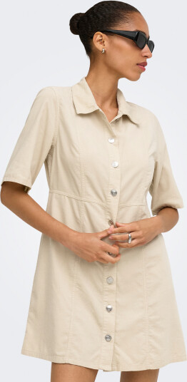 Only Aime 2/4 Short Cord Button Dress Beige S Only Aime 2/4 Short Cord Button Dress Beige S