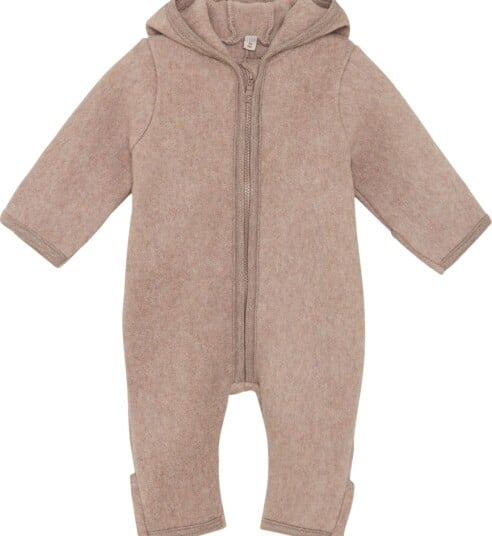 Huttelihut Pram Suit Ears Cot. Fleece Beige 62