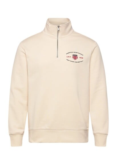 GANT Graphic Half Zip Cream XL