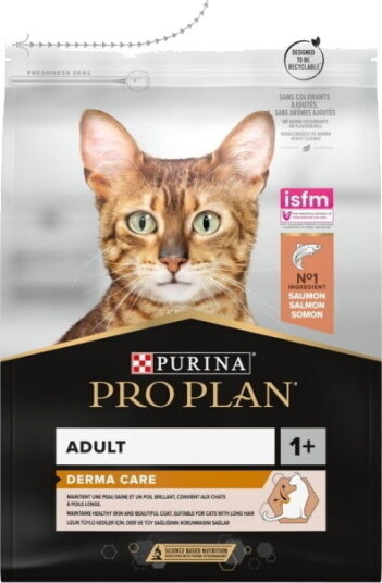 Purina Pro Plan Kattemat Voksen Laks 3 kg - Derma Care for sunn pels