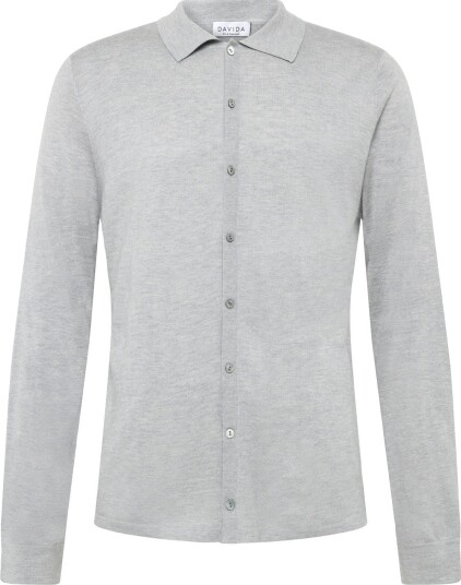 Davida Cashmere Man Fine Knit Classic Shirt Grey S Davida Cashmere Man Fine Knit Classic Shirt Grey S