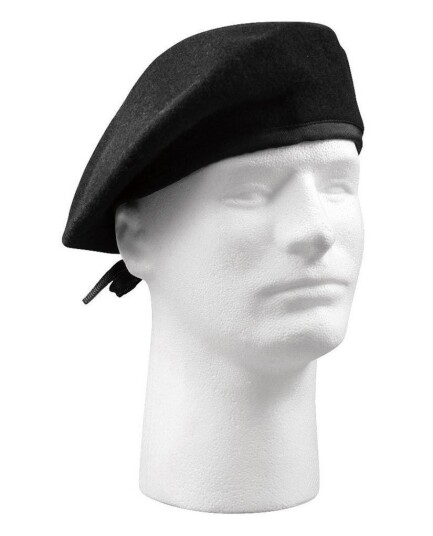 Rothco baret i 100 % ull med løpesnor Svart