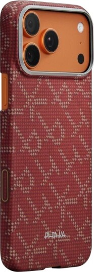 Pitaka Ultra Slim iPhone 17 Pro MagSafe Deksel Monogram Gull/Rød Pitaka Ultra Slim iPhone 17 Pro MagSafe Deksel Monogram Gull/Rød