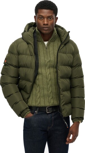 Hooded Sports Puffer Jacket Army Khaki/Army Khaki L  Vårjakker
