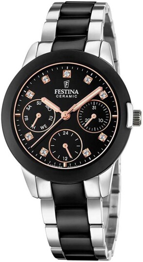 Festina Dameklokke F20497 3 Sort/Keramik Ø35 mm Festina Dameklokke F20497 3 Sort/Keramik Ø35 mm