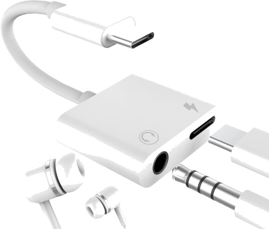 SiGN USB-C til 3,5 mm AUX-adapter, 3A - Lad og lytt - Hvit
