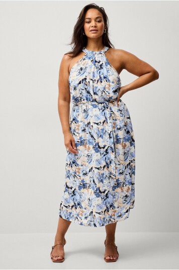 Zizzi Maxikjole vBella S/L Midi Dress Blå