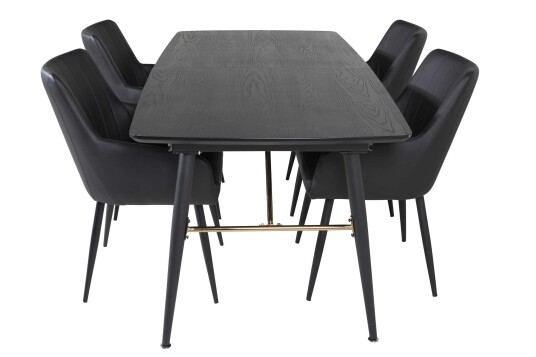 Venture Design Black Veneer & Comfort spisegruppe Svart/svart 4 st stoler & bord Svart x x cm