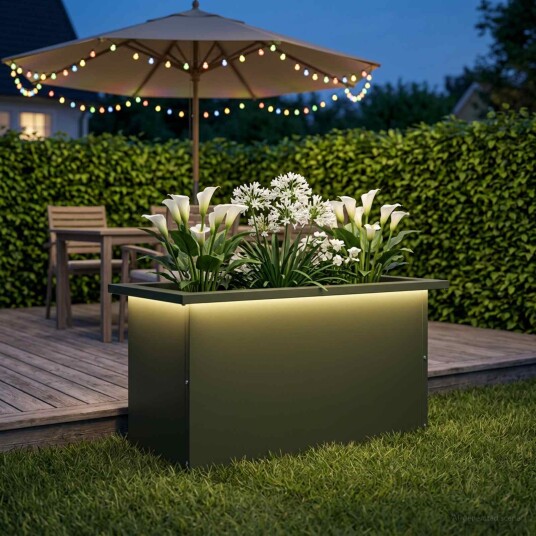 vidaXL Hageplantekasse med LED Olivengrønn 30 x 60 x 30 cm Stål