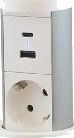 E-Line pop-up grenuttak med 2 uttak og USB A+C, schuko white