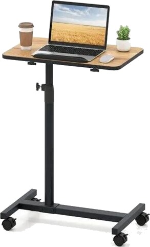 Laptopbord med hjul 52x33cm høydejusterbart databord vippbart bord for bærbar PC og nettbrett