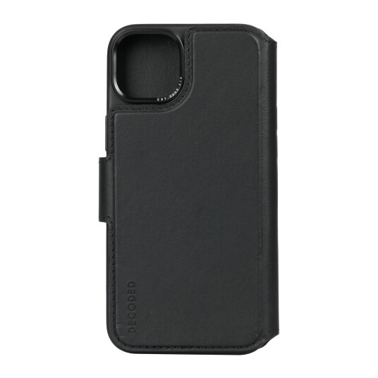 Decoded Lær Wallet Etui til iPhone 15 Plus - Svart, Avtagbar og MagSafe-kompatibel