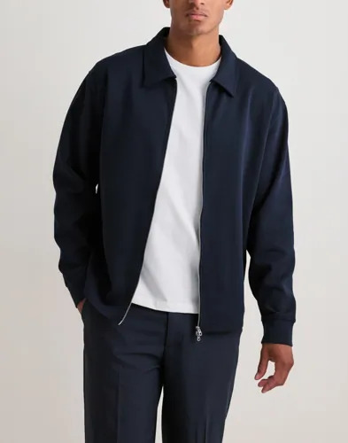 Selected Men Slmtom Soft Full Zip Sweat Noos Gensere med glidelås Blå