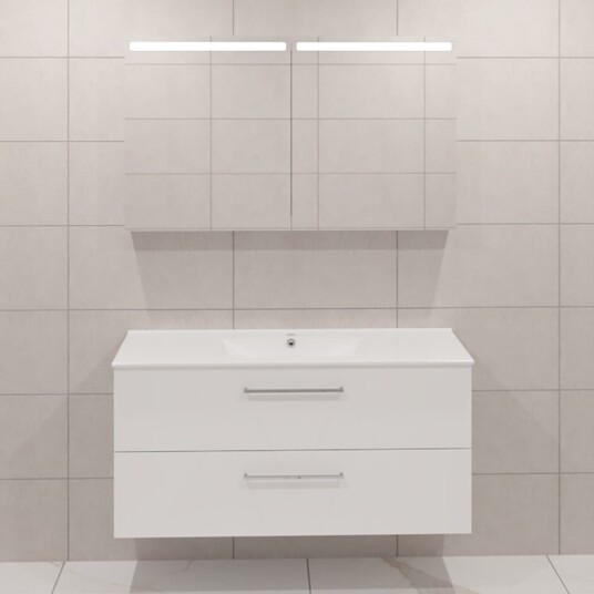 Dansani Mido+ Møbelpakke Servantskap med Servant Hvit Matt / 120cm Top Speilskap