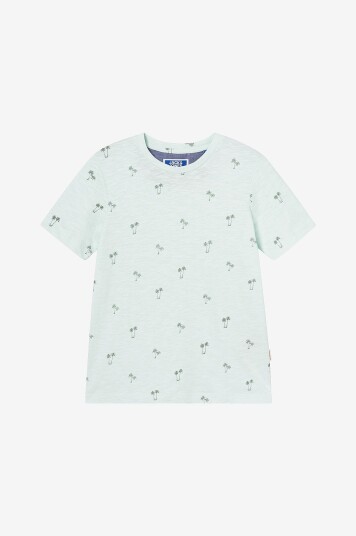 Jack & Jones Junior T skjorte jorPalm Aop Tee SS Crew Neck Blå