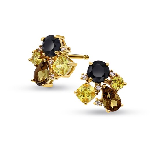 Pan Jewelry Øredobber i forgylt 925 sølv med gylne zirkonia Pan Jewelry Øredobber i forgylt 925 sølv med gylne zirkonia