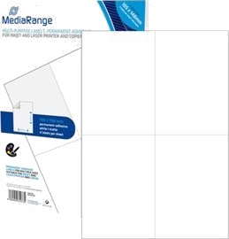 Mediarange   Matt   Permanet Adhesiv   Matt Hvit   A6 105 X 148 Mm 200 EtikettEr 50 Ark X 4 Flerbruks Merkelapper
