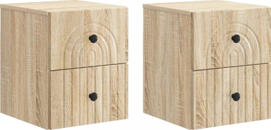  Vegghengt Nattbord med skuff 2 pcs Sonoma eik 33 x 34,5 x 40 cm