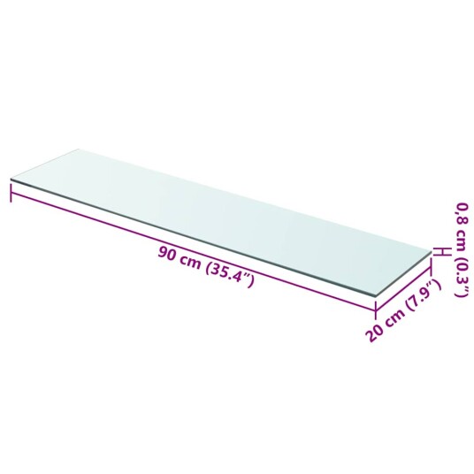 vidaXL Hyllepanel klart glass 90x20 cm vidaXL Hyllepanel klart glass 90x20 cm