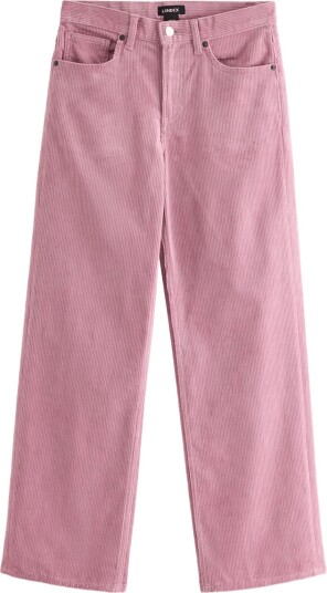 Lindex Straight Trousers In Corduroy Pink 34
