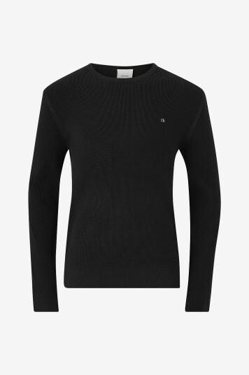 Calvin Klein Genser Micro Waffle Texture CN Sweater Svart