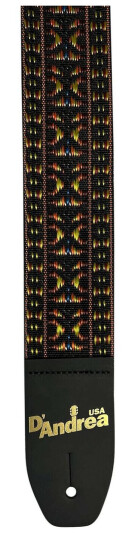 D'Andrea 2" Woven Guitar Strap Tapestry HootenannyOrange/Gul