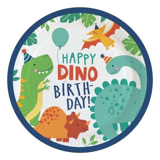 Amscan International Papptallerkener Happy Dino Birthday - 8-pakning